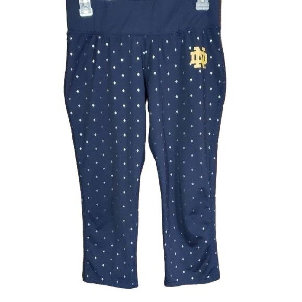 Champion Notre Dame University silver diamond print capri leggings womans size M